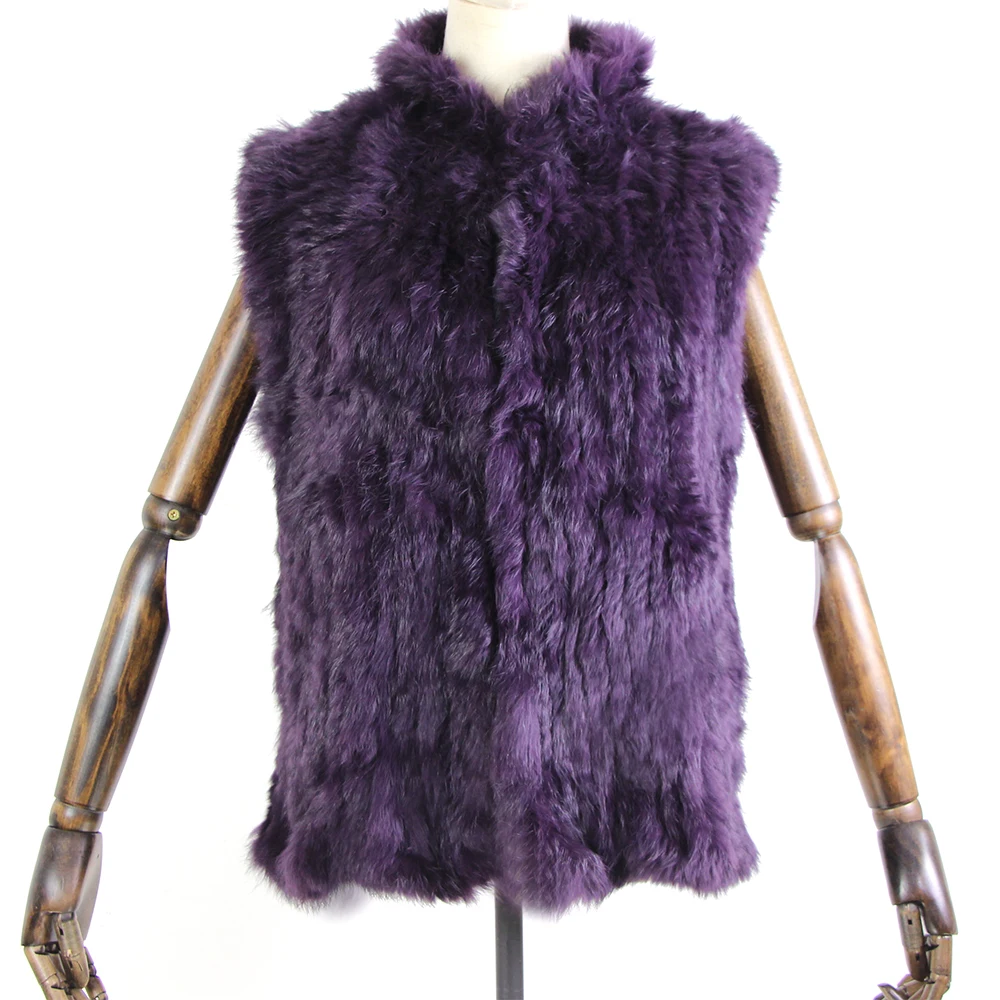 17 colors woman girl real rabbit fur vest jacket spring winter warm genuine rabbit fur knit coat vest black beige