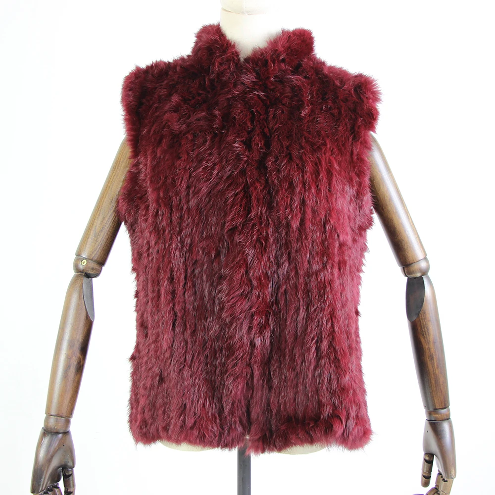 17 colors woman girl real rabbit fur vest jacket spring winter warm genuine rabbit fur knit coat vest black beige