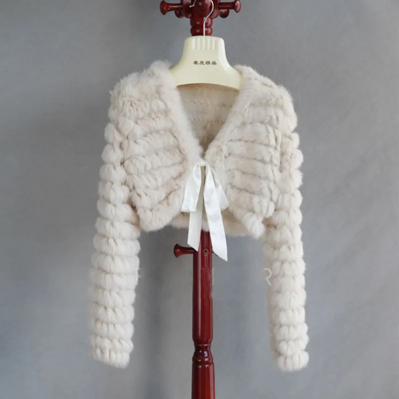 2023 Autumn Real Rabbit Fur Knitted Coat Long Sleeve V-neck Casuall Genuine Fur Outwear Open Stitch Matching Dresses Fall Coat