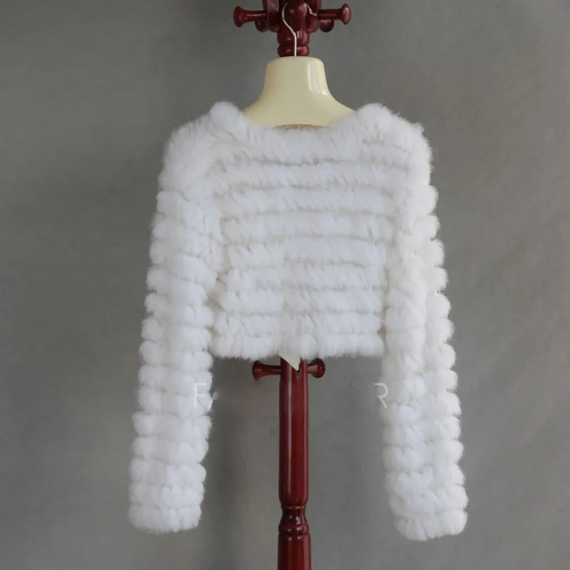2023 Autumn Real Rabbit Fur Knitted Coat Long Sleeve V-neck Casuall Genuine Fur Outwear Open Stitch Matching Dresses Fall Coat