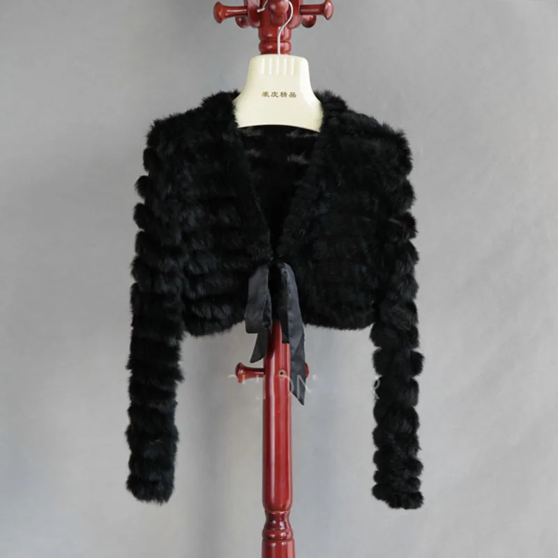 2023 Autumn Real Rabbit Fur Knitted Coat Long Sleeve V-neck Casuall Genuine Fur Outwear Open Stitch Matching Dresses Fall Coat