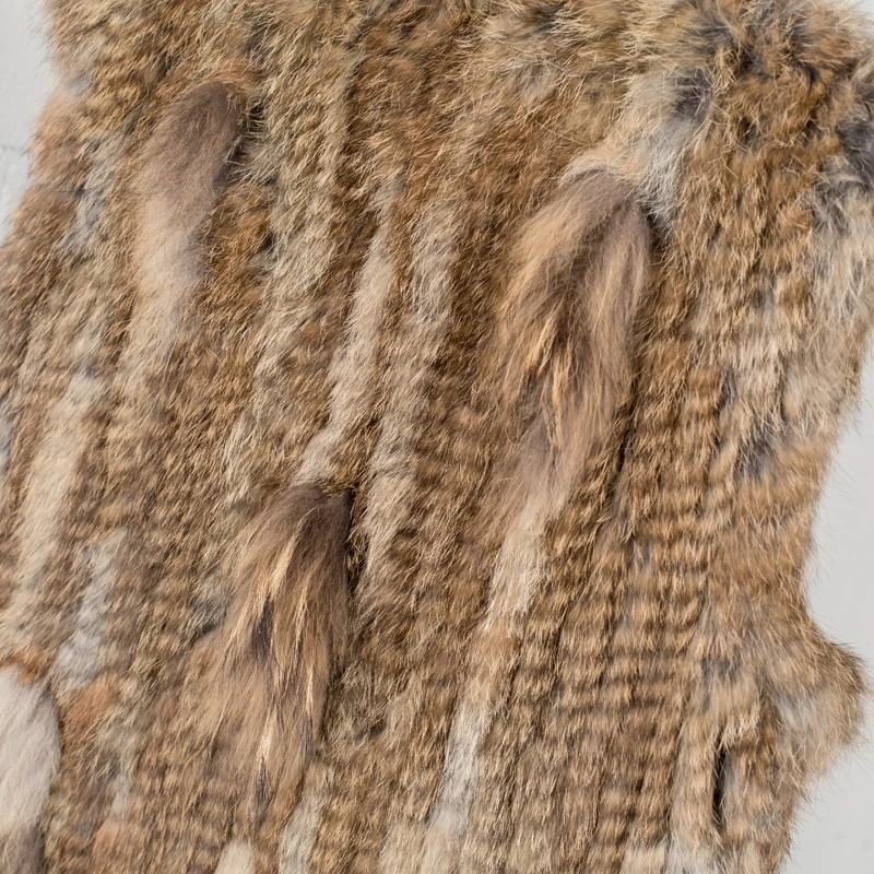PUDI Women Knitted Handmade Real Rabbit Fur Vest Gilet Sleeveless Garment Waistcoat Female Natural Fur Coat Jacket VR031