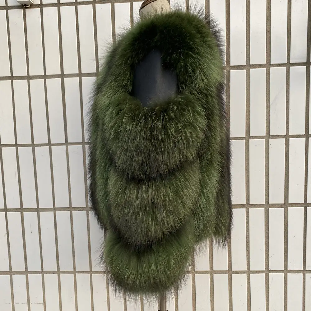 Fox Fur Racoon Coat for Ladies, Short Fur Coat, Slim and Collar, Warm Jacket, Outwear for Female, Luxury, New, Winter