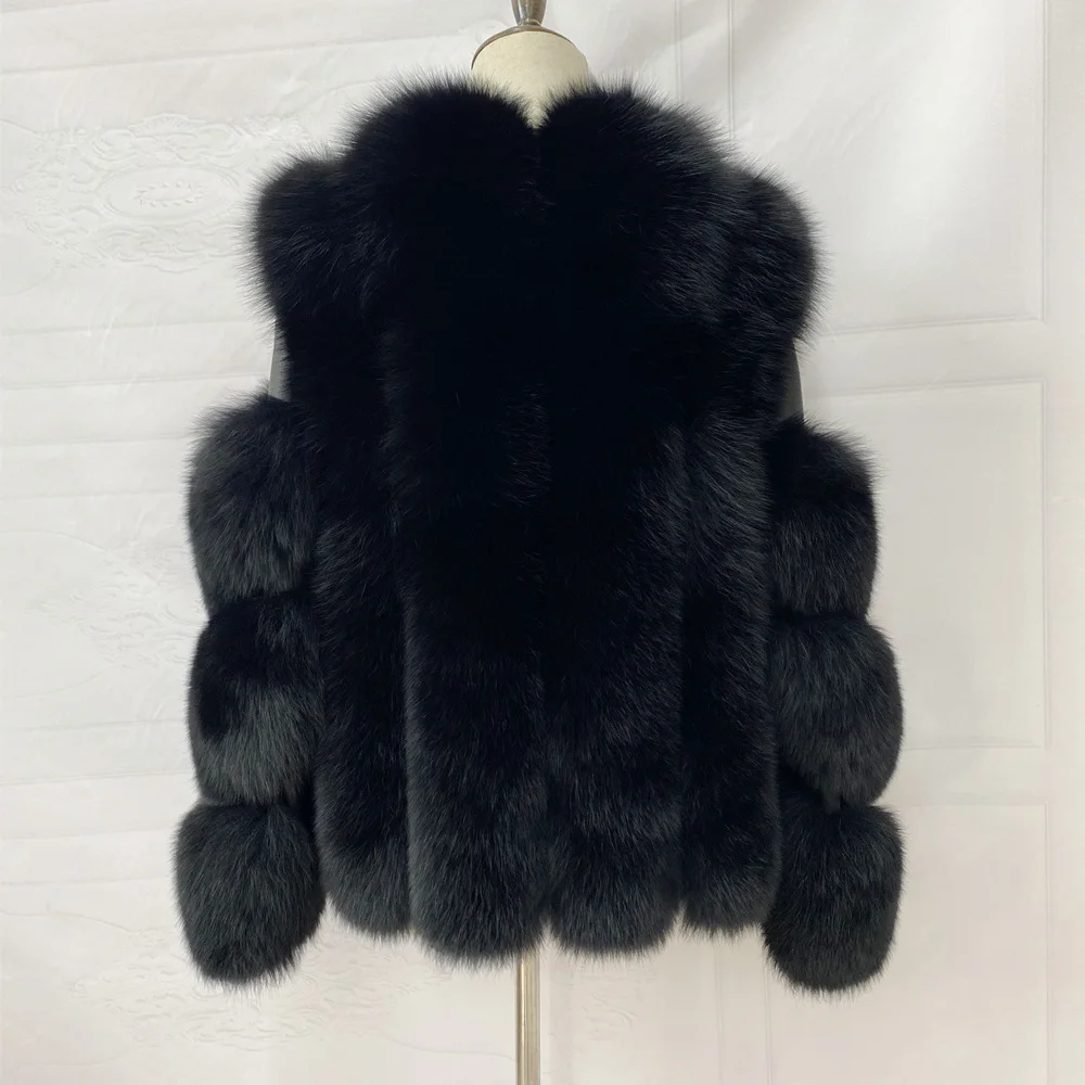 Fox Fur Racoon Coat for Ladies, Short Fur Coat, Slim and Collar, Warm Jacket, Outwear for Female, Luxury, New, Winter