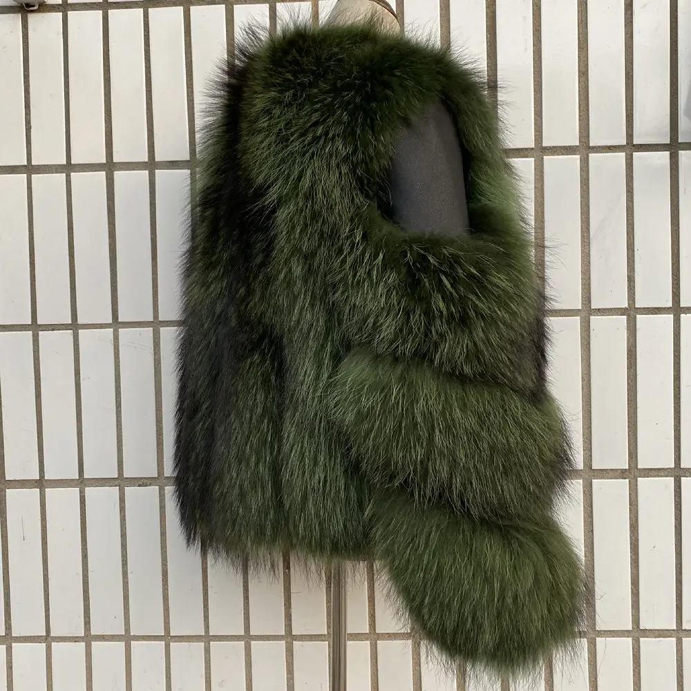 Fox Fur Racoon Coat for Ladies, Short Fur Coat, Slim and Collar, Warm Jacket, Outwear for Female, Luxury, New, Winter