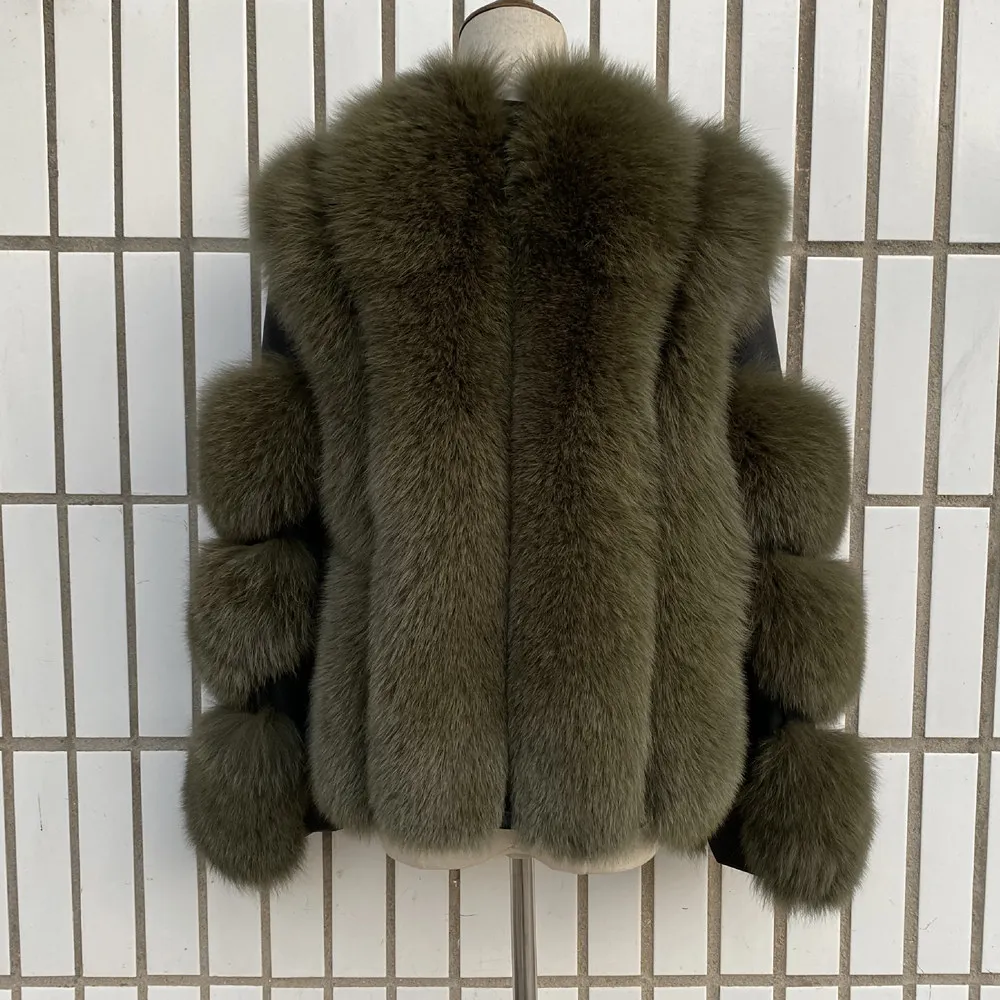 Fox Fur Racoon Coat for Ladies, Short Fur Coat, Slim and Collar, Warm Jacket, Outwear for Female, Luxury, New, Winter