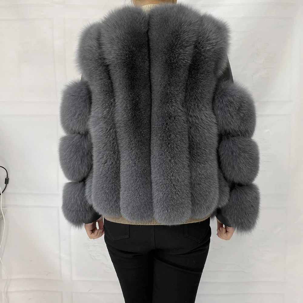 Fox Fur Racoon Coat for Ladies, Short Fur Coat, Slim and Collar, Warm Jacket, Outwear for Female, Luxury, New, Winter