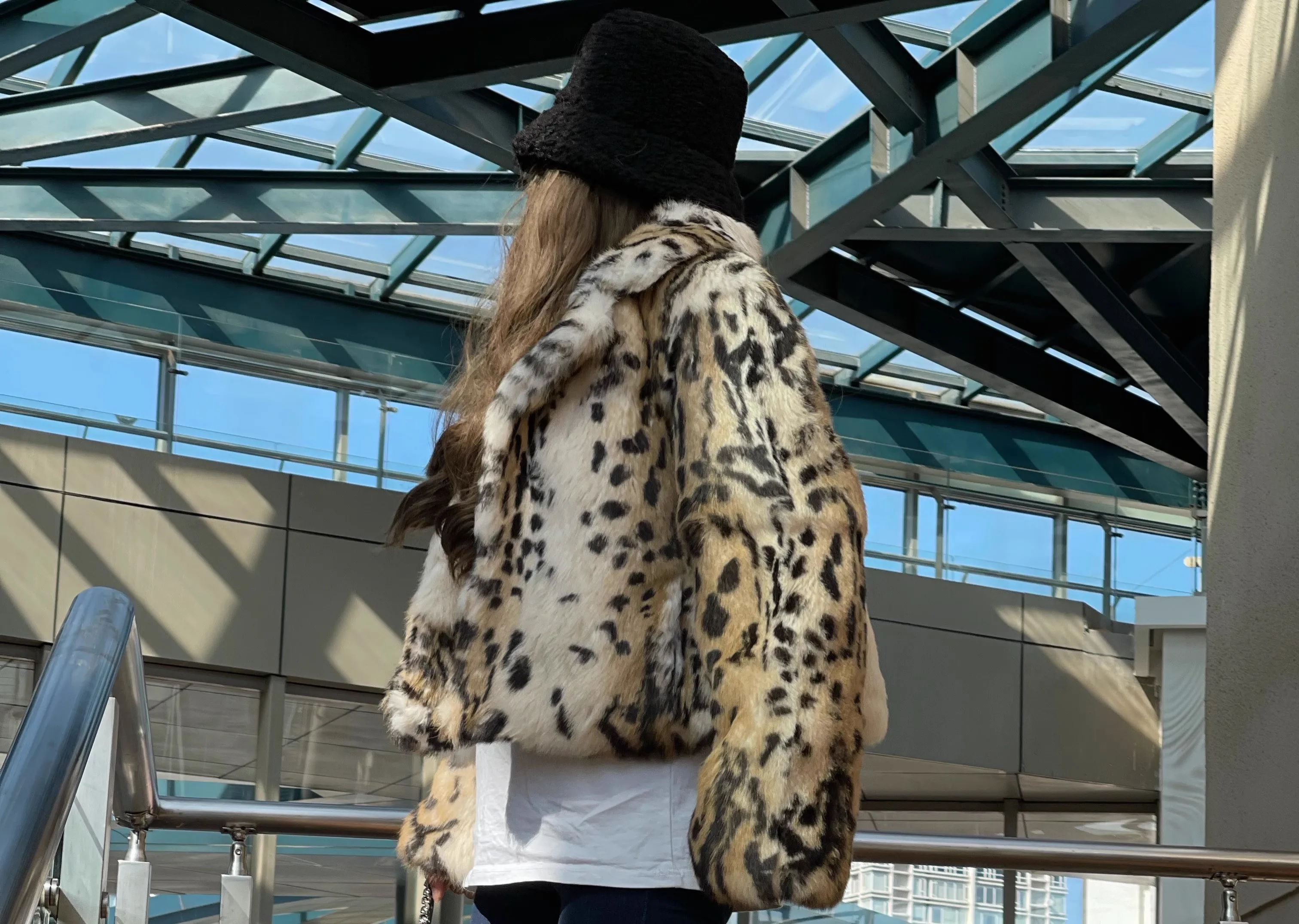 Luxury Real natural genuine rabbit fur coat women's warm fashion short style leopard jacket for winter ustom any size
