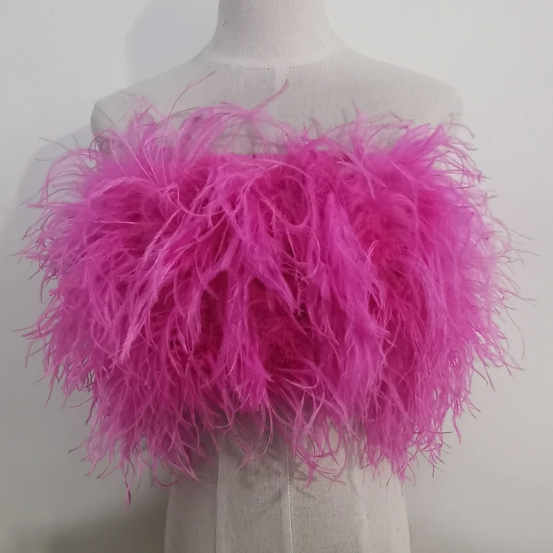Length 22cm 100% Natural Ostrich Hair Bra Underwear Women's Fur Coat Real Ostrich Fur Coat Fur Mini Skirt Customization