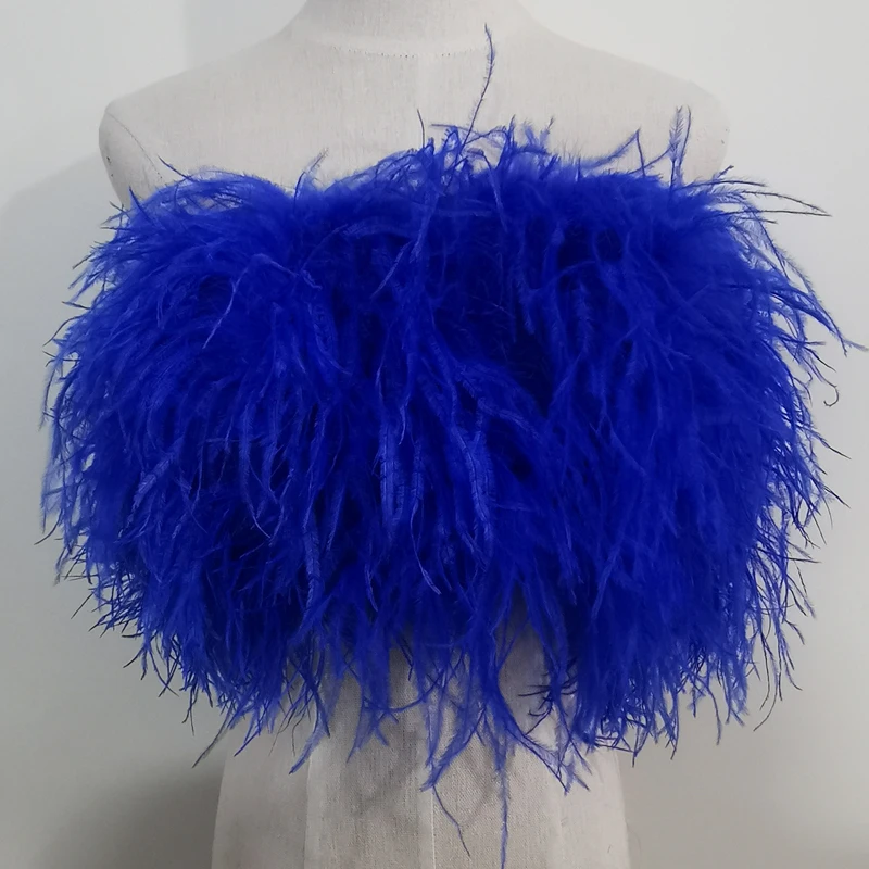 Length 22cm 100% Natural Ostrich Hair Bra Underwear Women's Fur Coat Real Ostrich Fur Coat Fur Mini Skirt Customization