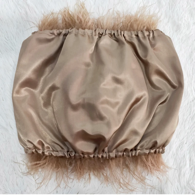 Length 22cm 100% Natural Ostrich Hair Bra Underwear Women's Fur Coat Real Ostrich Fur Coat Fur Mini Skirt Customization