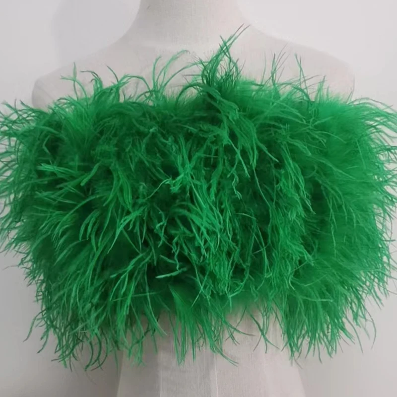 Length 22cm 100% Natural Ostrich Hair Bra Underwear Women's Fur Coat Real Ostrich Fur Coat Fur Mini Skirt Customization