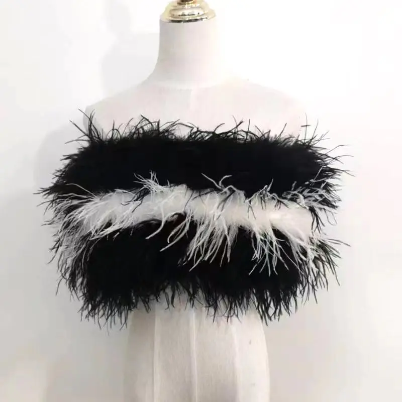 Length 22cm 100% Natural Ostrich Hair Bra Underwear Women's Fur Coat Real Ostrich Fur Coat Fur Mini Skirt Customization