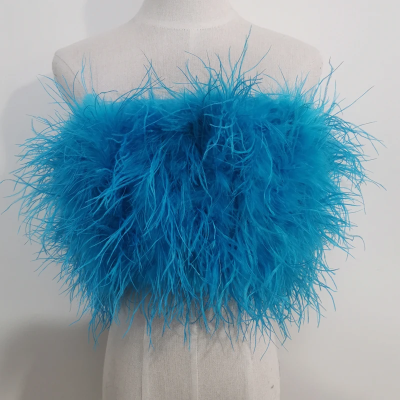 Length 22cm 100% Natural Ostrich Hair Bra Underwear Women's Fur Coat Real Ostrich Fur Coat Fur Mini Skirt Customization