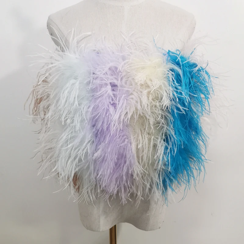 Length 22cm 100% Natural Ostrich Hair Bra Underwear Women's Fur Coat Real Ostrich Fur Coat Fur Mini Skirt Customization