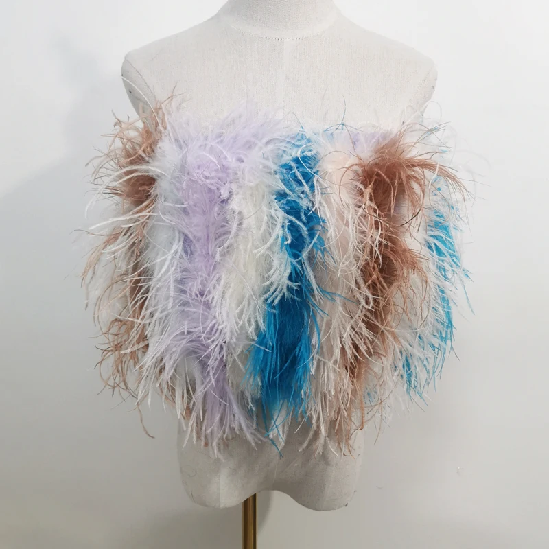 Length 22cm 100% Natural Ostrich Hair Bra Underwear Women's Fur Coat Real Ostrich Fur Coat Fur Mini Skirt Customization