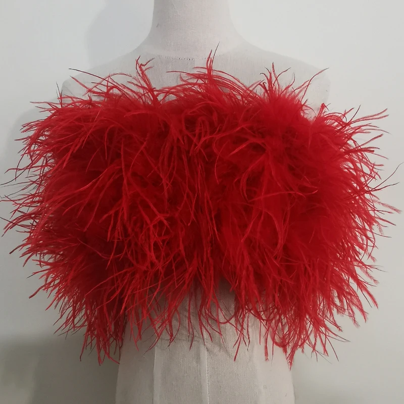 Length 22cm 100% Natural Ostrich Hair Bra Underwear Women's Fur Coat Real Ostrich Fur Coat Fur Mini Skirt Customization