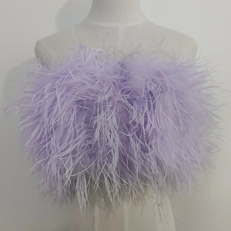 Length 22cm 100% Natural Ostrich Hair Bra Underwear Women's Fur Coat Real Ostrich Fur Coat Fur Mini Skirt Customization