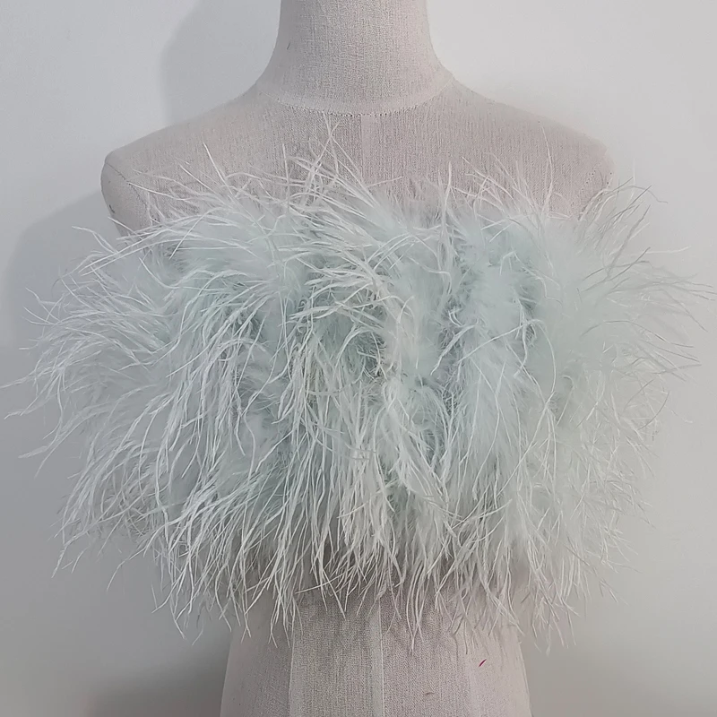 Length 22cm 100% Natural Ostrich Hair Bra Underwear Women's Fur Coat Real Ostrich Fur Coat Fur Mini Skirt Customization
