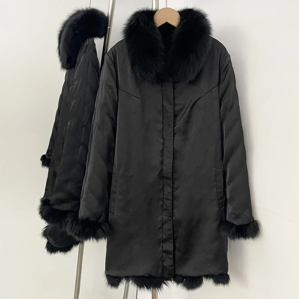 OFTBUY Natural Fox Fur Jacket Luxury Style Streetwear Lady New Winter Clothing Women Fashion Warm Thick Real Fur Coat Female