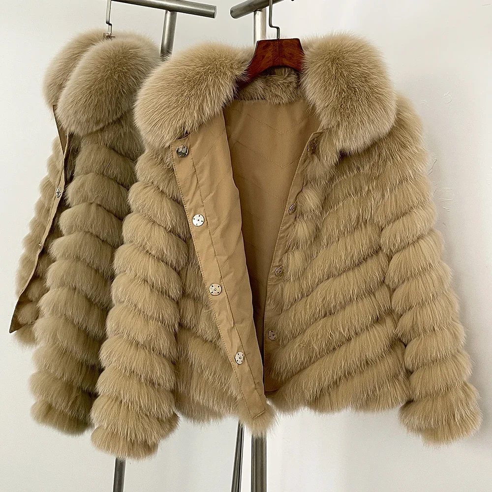 OFTBUY Natural Fox Fur Jacket Luxury Style Streetwear Lady New Winter Clothing Women Fashion Warm Thick Real Fur Coat Female