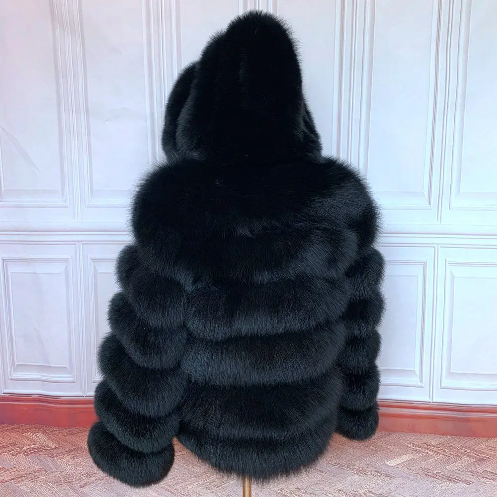 Fur Coat Women's Winter Coats Overcoat Female Fur Jackets For Women Long Sleeves Hood womans Real fur coats Real Fur Clothing