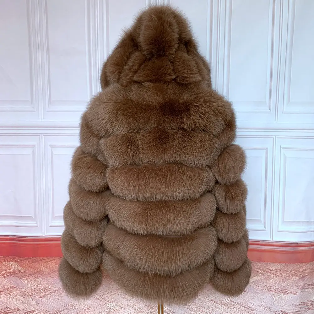 Fur Coat Women's Winter Coats Overcoat Female Fur Jackets For Women Long Sleeves Hood womans Real fur coats Real Fur Clothing