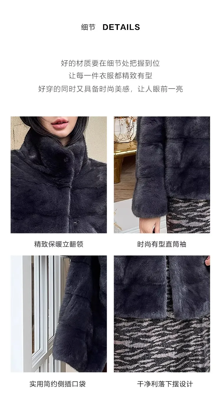 HDHOHR 2026 New Natural Mink Fur Coat Women Real Mink Fur Coat OutwearPark With Fur High Quality Female Warm Thick Winter Jacket