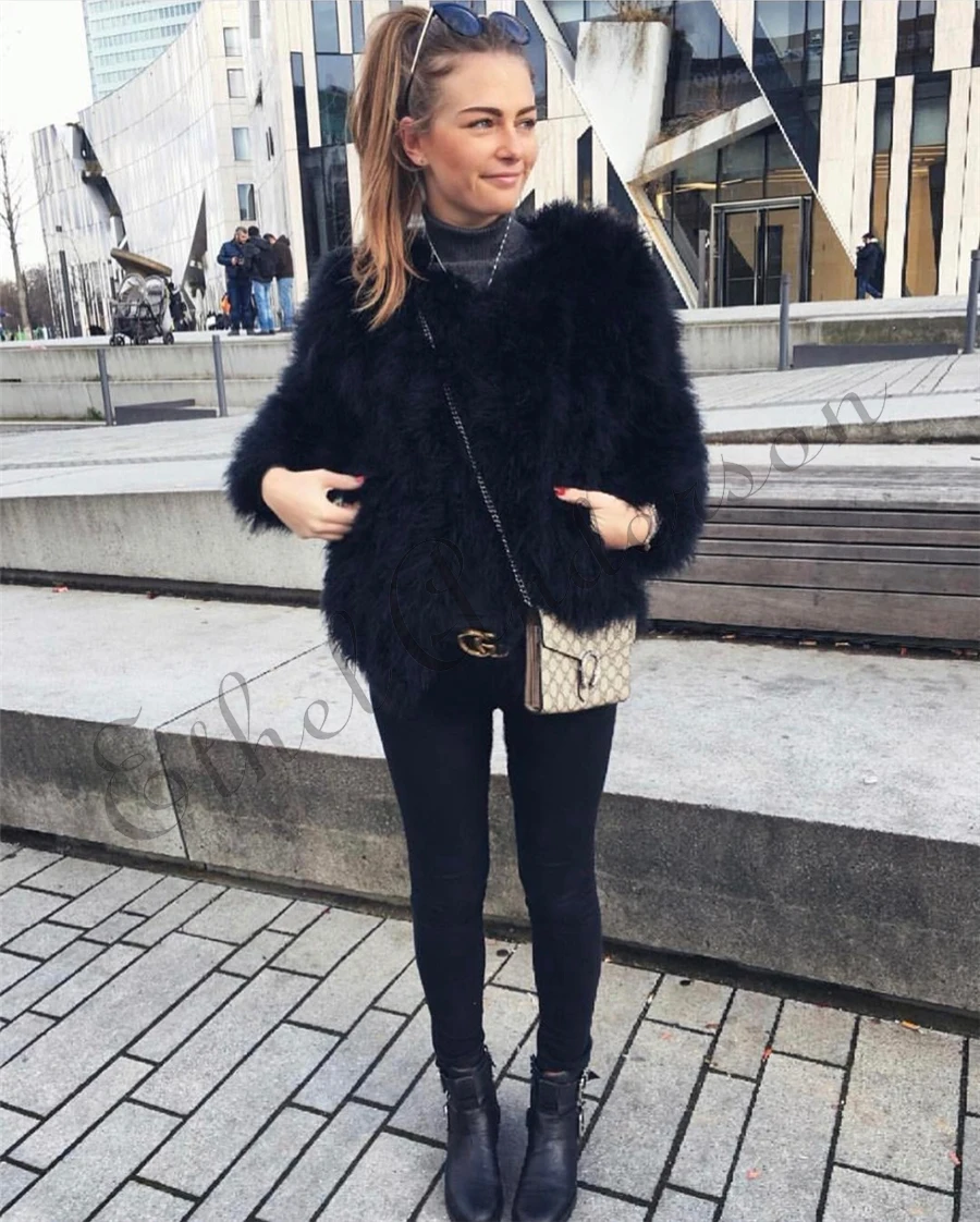 New Season's 100% Fluffy Feather Fever Fur Jackets Handmade Knitted Genuine Ostrich Fur Coat Women Retail Natural Fur Jacket