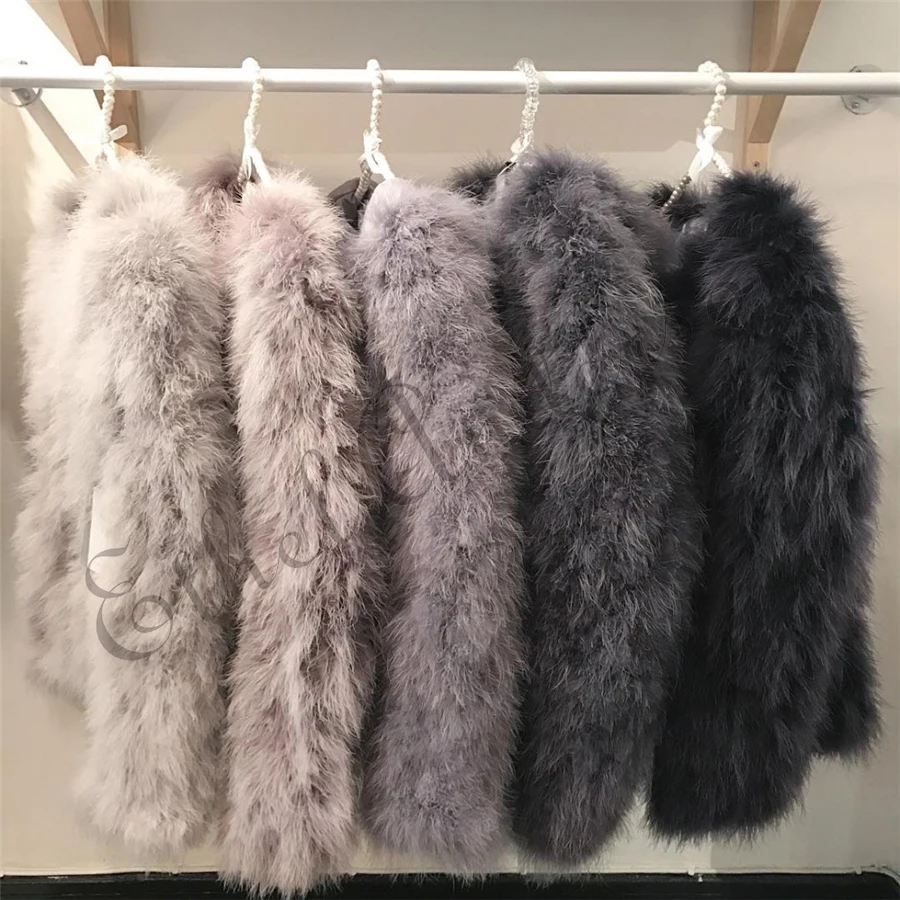 New Season's 100% Fluffy Feather Fever Fur Jackets Handmade Knitted Genuine Ostrich Fur Coat Women Retail Natural Fur Jacket