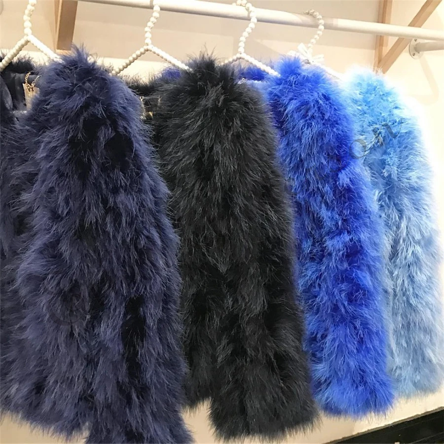 New Season's 100% Fluffy Feather Fever Fur Jackets Handmade Knitted Genuine Ostrich Fur Coat Women Retail Natural Fur Jacket