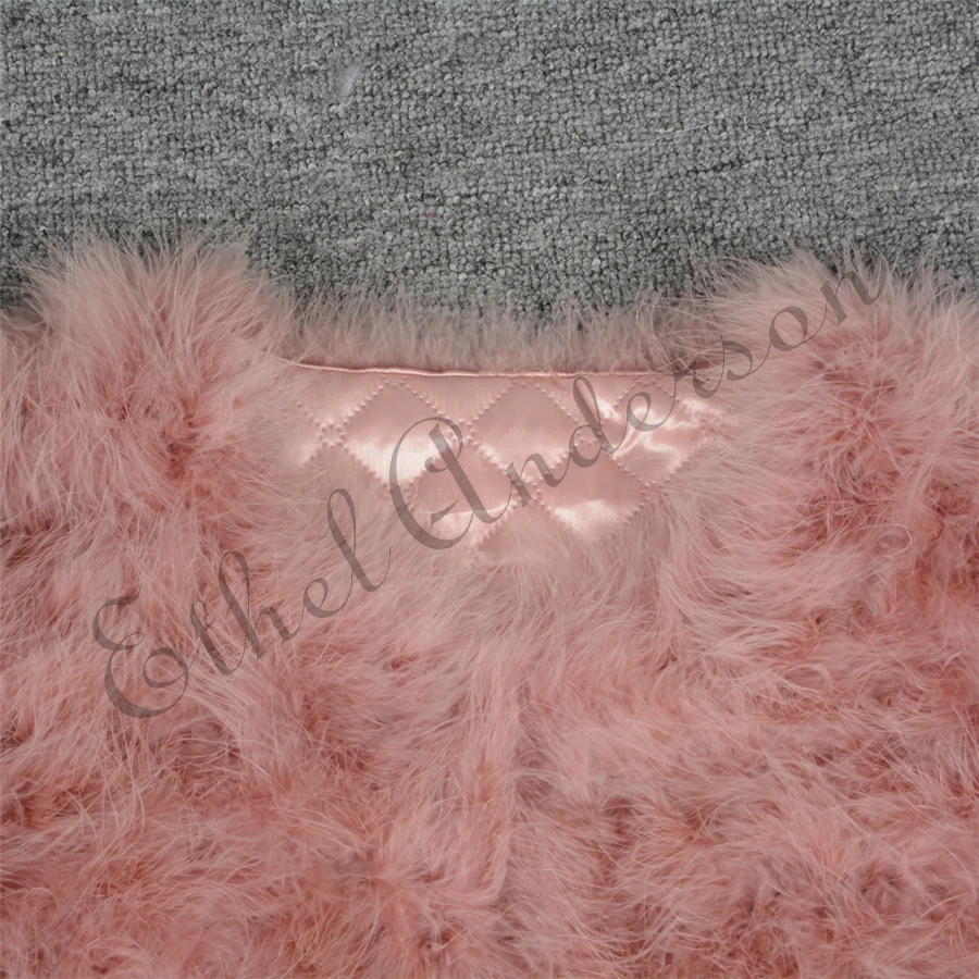 New Season's 100% Fluffy Feather Fever Fur Jackets Handmade Knitted Genuine Ostrich Fur Coat Women Retail Natural Fur Jacket