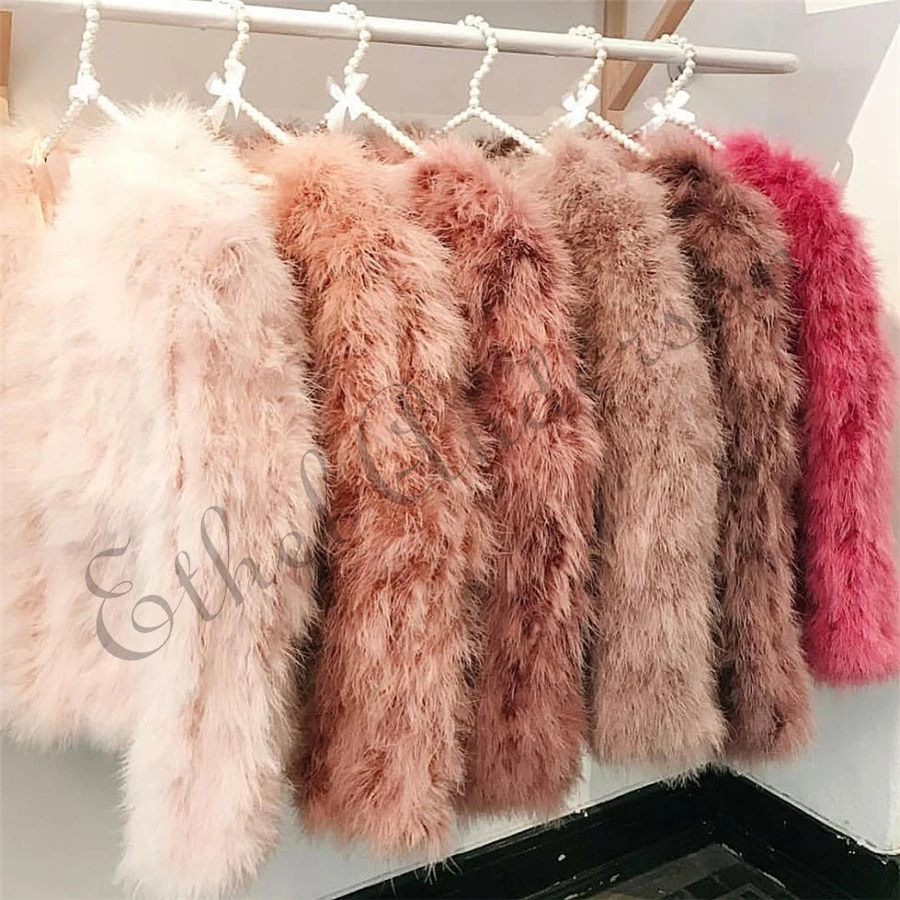New Season's 100% Fluffy Feather Fever Fur Jackets Handmade Knitted Genuine Ostrich Fur Coat Women Retail Natural Fur Jacket