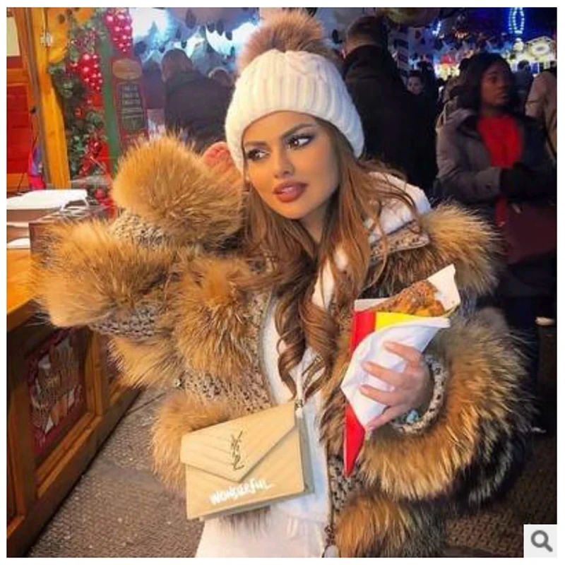 QUEENTINA Real Raccoon Fur Coat Winter New Outwears Women's Fashion Luxury Jacket High Quality Clothing Natural Raccoon 2024