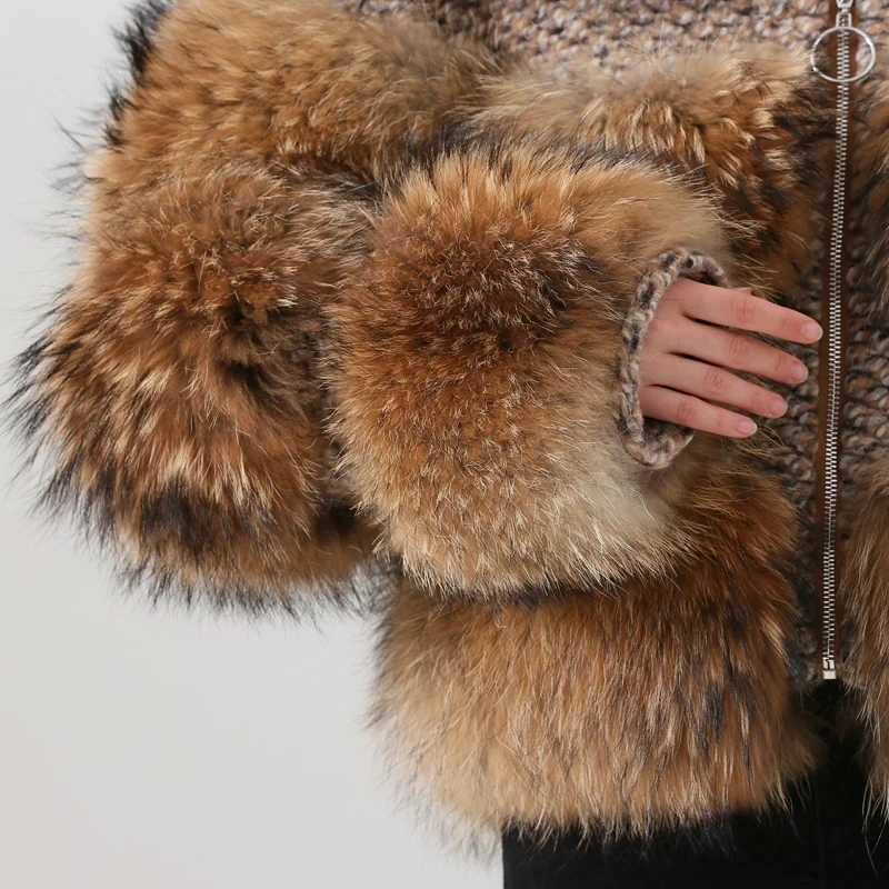 QUEENTINA Real Raccoon Fur Coat Winter New Outwears Women's Fashion Luxury Jacket High Quality Clothing Natural Raccoon 2024