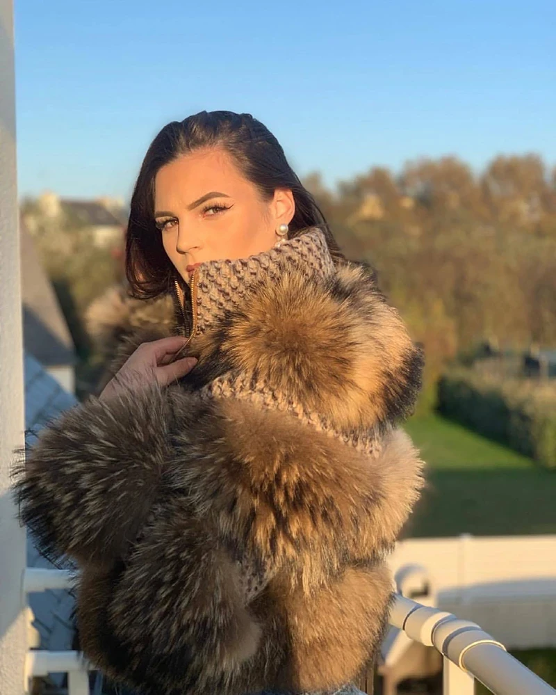 QUEENTINA Real Raccoon Fur Coat Winter New Outwears Women's Fashion Luxury Jacket High Quality Clothing Natural Raccoon 2024