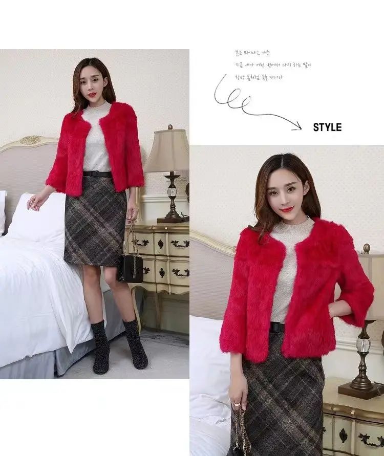Real Rabbit Fur Coat Winter Women Warm 100% Genuine Rabbit Fur Jacket Natural Soft Rabbit Fur Lady Real Fur Overcoat