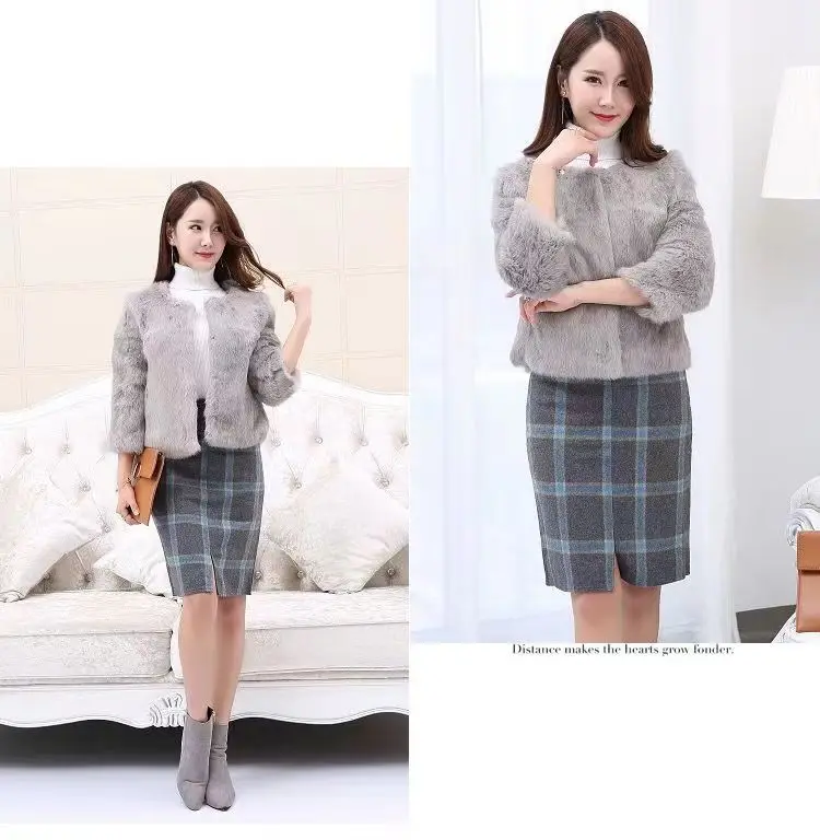 Real Rabbit Fur Coat Winter Women Warm 100% Genuine Rabbit Fur Jacket Natural Soft Rabbit Fur Lady Real Fur Overcoat