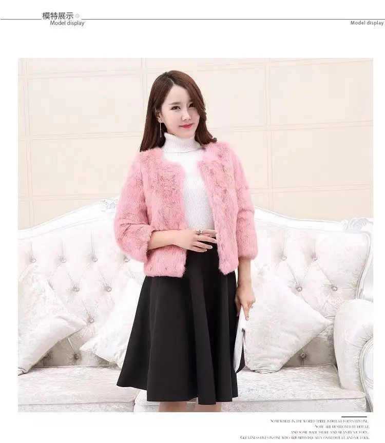 Real Rabbit Fur Coat Winter Women Warm 100% Genuine Rabbit Fur Jacket Natural Soft Rabbit Fur Lady Real Fur Overcoat