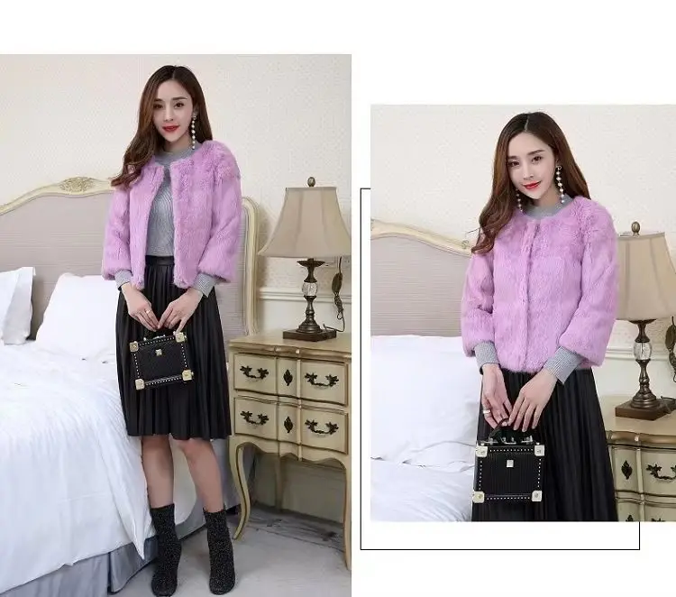 Real Rabbit Fur Coat Winter Women Warm 100% Genuine Rabbit Fur Jacket Natural Soft Rabbit Fur Lady Real Fur Overcoat