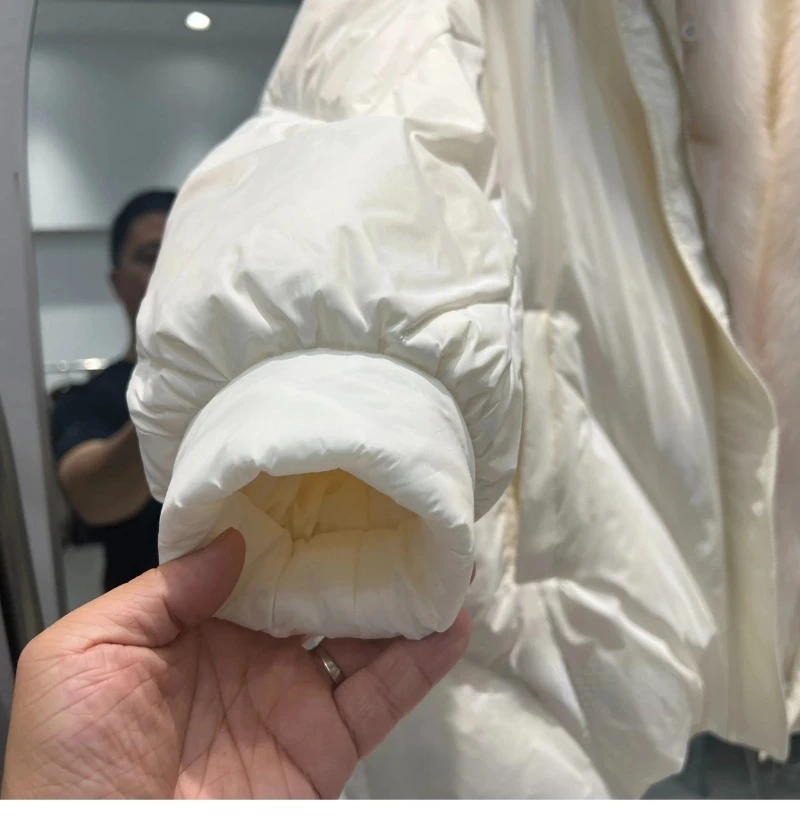 OFTBUY 2023 Real Natural Fox Fur New Winter Women White Goose Down Jacket Loose Warm Puffer Coat Female Thick Mid-Long Parkas