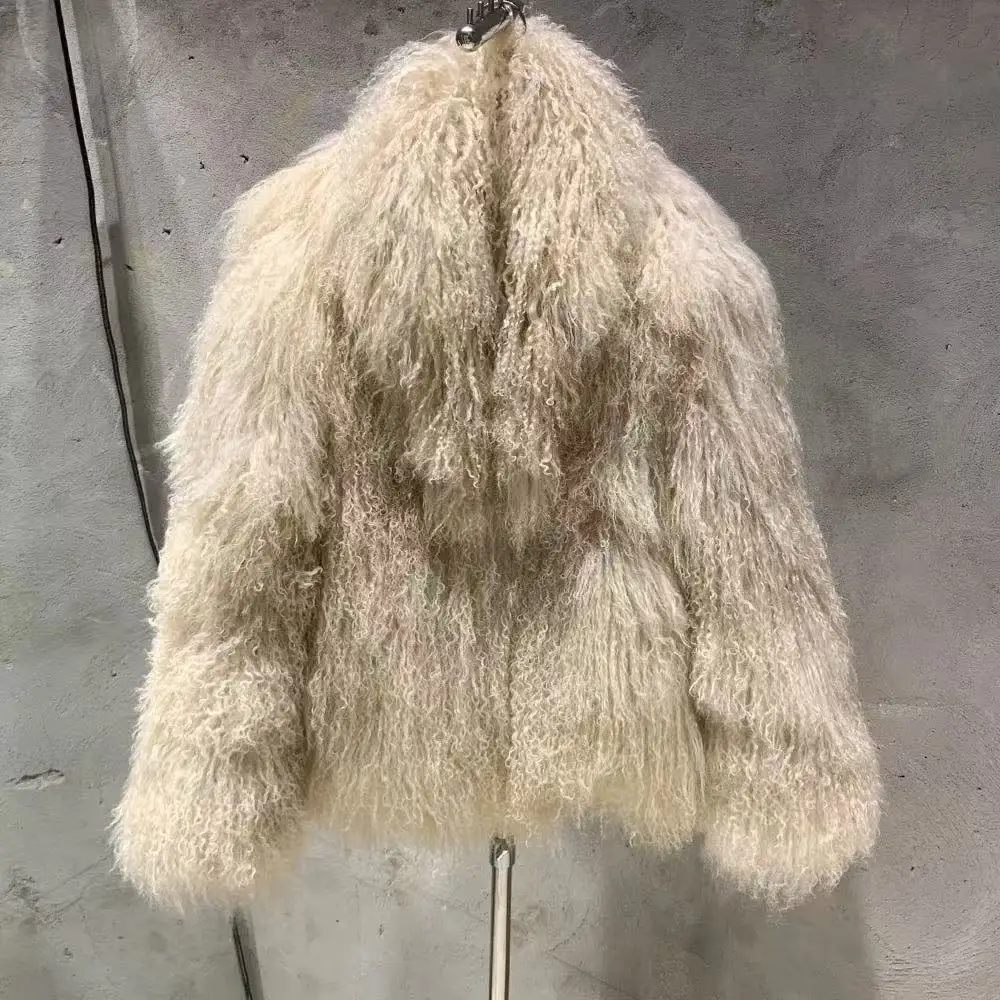 2025 Manteau De Fourrure De Mouton Bordeaux Mongol, Tissu Chaud D'Hiver En Vraie Fourrure, Vêtements En Fourrure De Mouton Natur