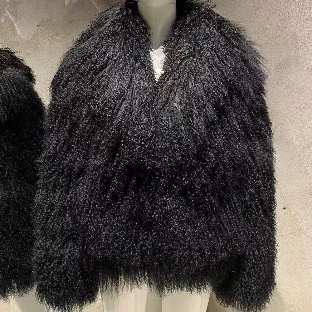 2025 Manteau De Fourrure De Mouton Bordeaux Mongol, Tissu Chaud D'Hiver En Vraie Fourrure, Vêtements En Fourrure De Mouton Natur