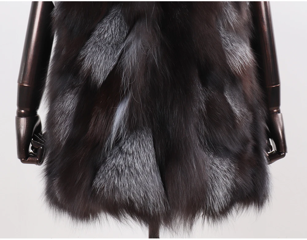 New Women Autumn Winter Long Style 100% Genuine Real Sliver Fox Fur Vest Natural Fox Fur Sleeveless Coat Lady Real Fox Fur Gilet