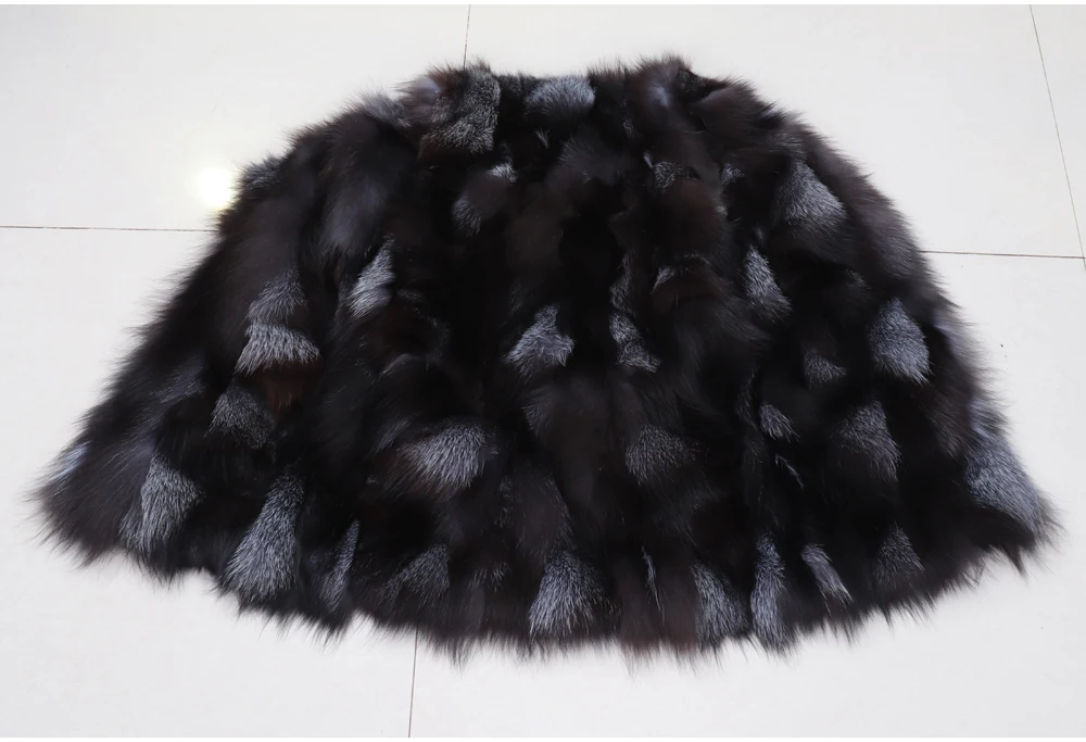 New Women Autumn Winter Long Style 100% Genuine Real Sliver Fox Fur Vest Natural Fox Fur Sleeveless Coat Lady Real Fox Fur Gilet