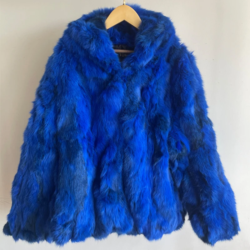 Natural Rabbit Fur Coat for Women Winter Hooded Jacket Fashion Real Fur Coat Female on Offer With HT52