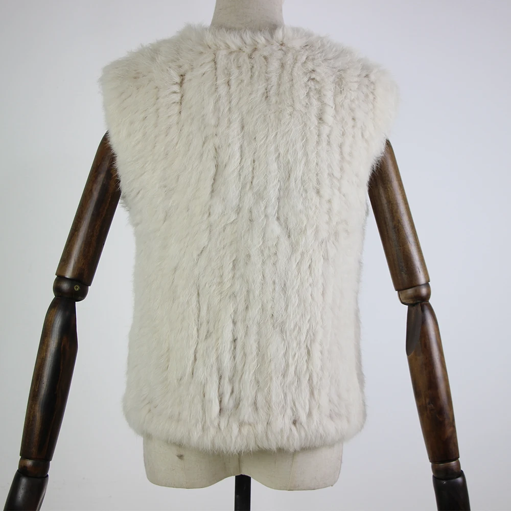 New knitted Rabbit fur vest gilet sleeveless garment waistcoat natural brown /grey/black