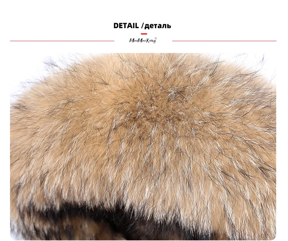 Maomaokong Natural Real Fur Lining Winter Women Jacket Long Fox Fur Coat Raccoon Fur Collar Hooded Thick Black Waterproof Parkas