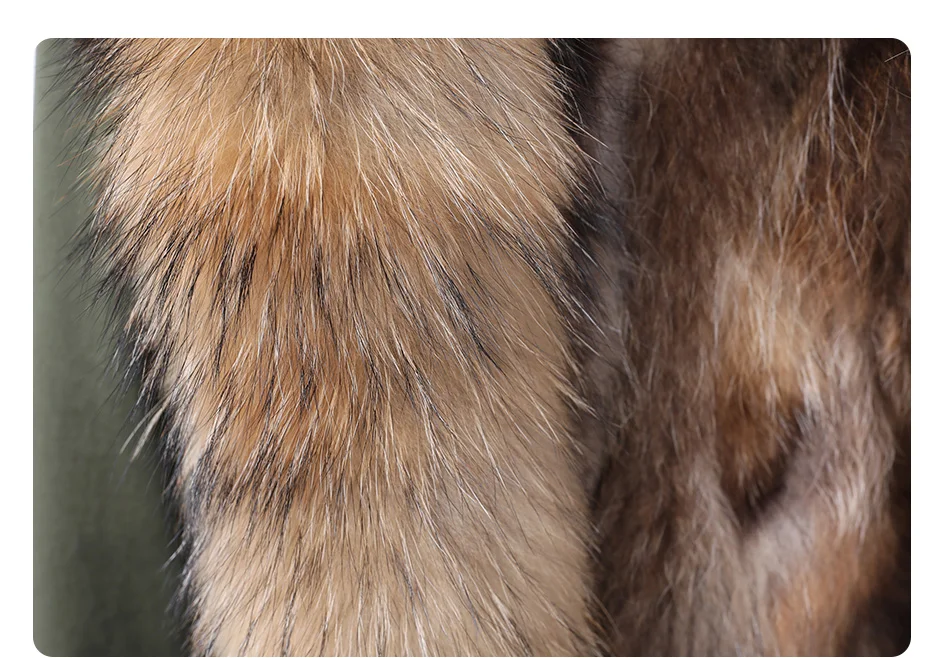 Maomaokong Natural Real Fur Lining Winter Women Jacket Long Fox Fur Coat Raccoon Fur Collar Hooded Thick Black Waterproof Parkas