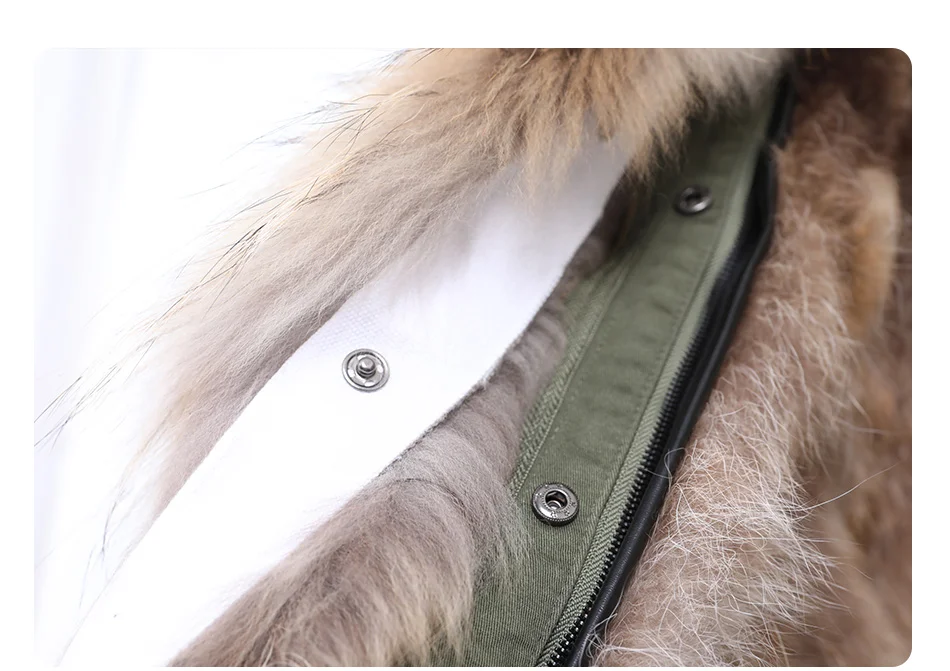 Maomaokong Natural Real Fur Lining Winter Women Jacket Long Fox Fur Coat Raccoon Fur Collar Hooded Thick Black Waterproof Parkas
